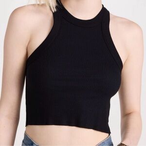 WSLY M Rivington Ribbed Cropped Tank Top Wisteria Black High Neck Minimalist